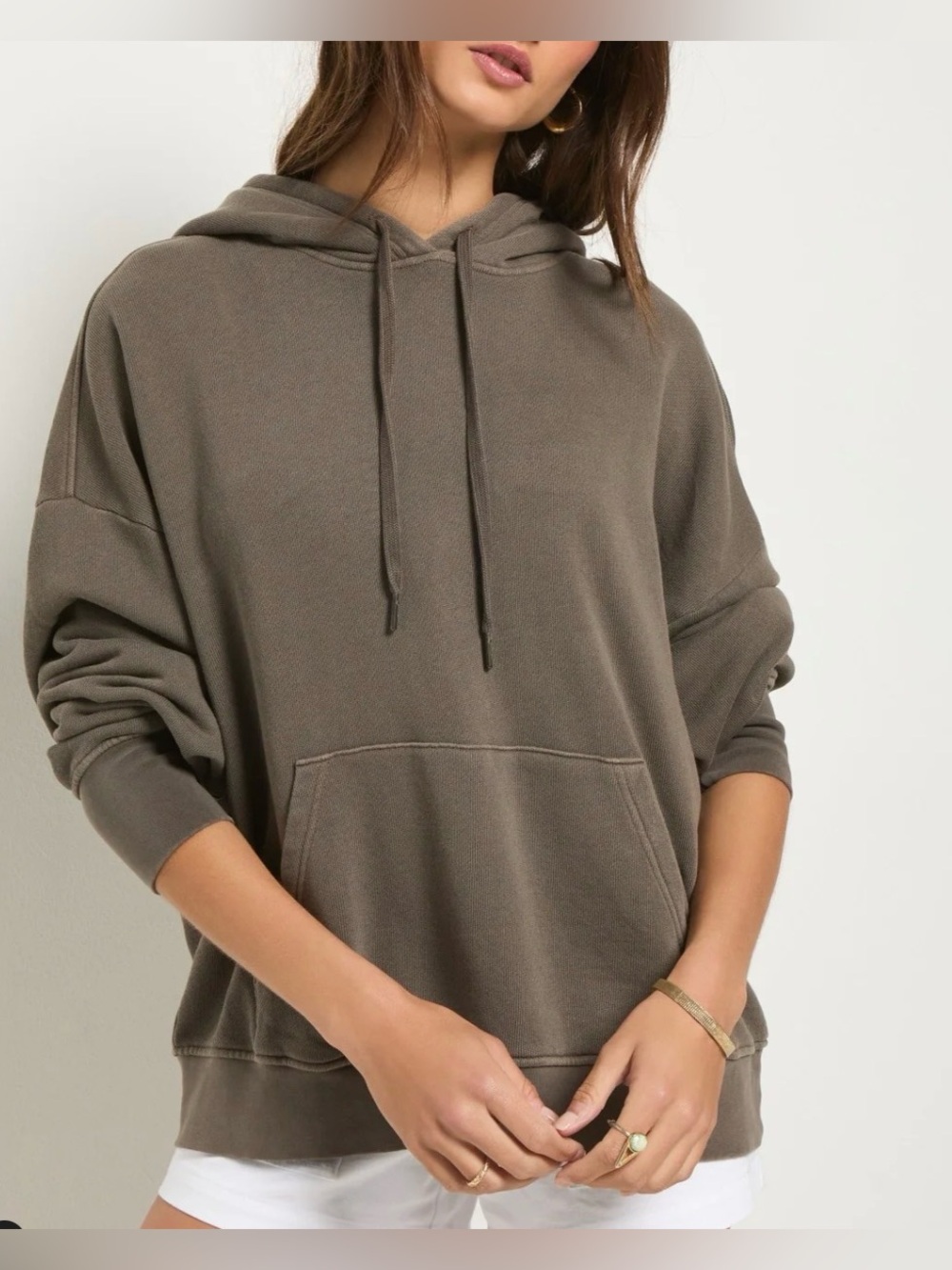 78&Sunny Bayside Mineral Wash Hoodie Brown Small NWT